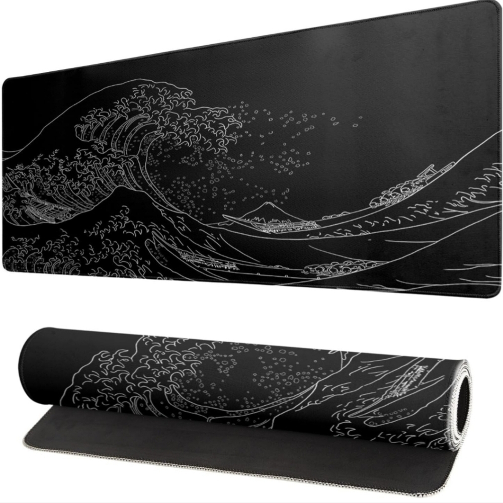Unique Stunning Black Wave Design Desk Mat -Comfortable, Non-Slip, and Smooth